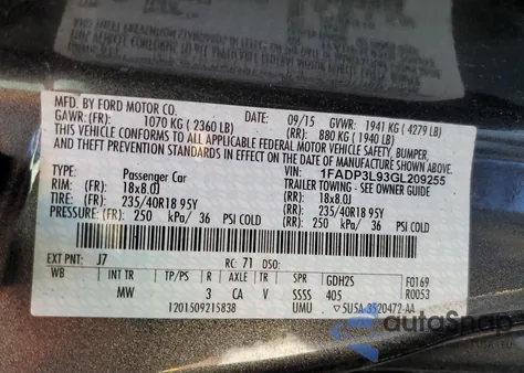 2016 Ford Focus St from USA, damaged, VIN 1FADP3L93GL209255